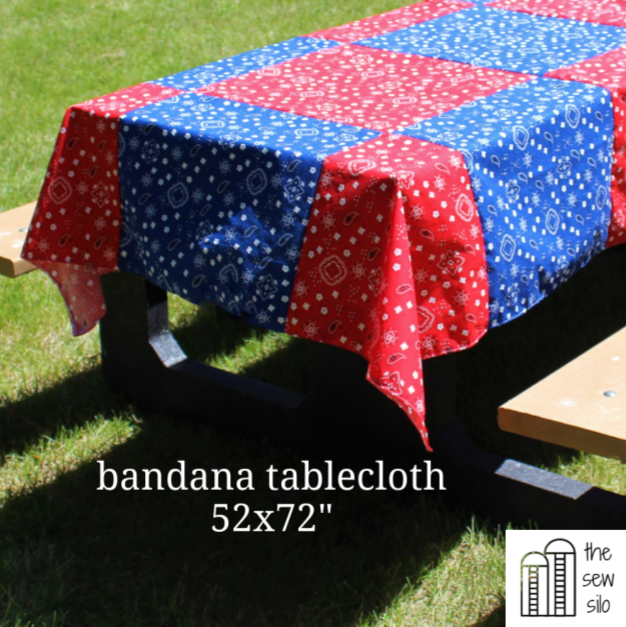 Patriotic Red & Blue Bandana Tablecloth 52x72"