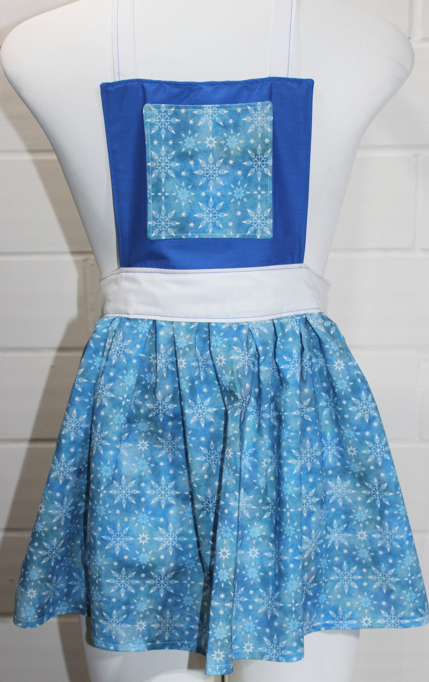 Children's Apron - Blue & White Snowflakes