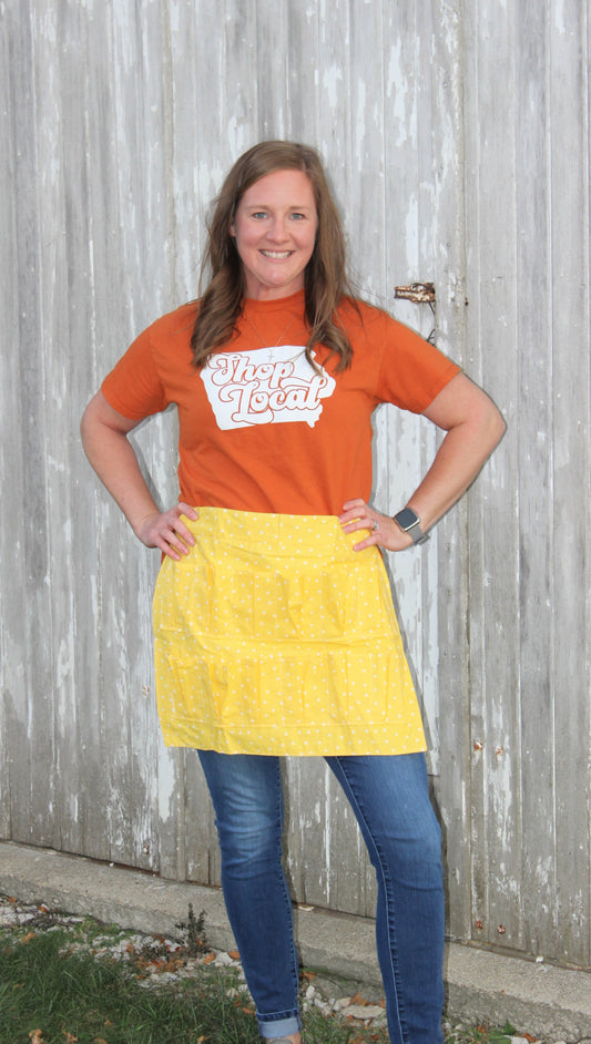 Egg Collecting Apron - Yellow with White Polka Dots