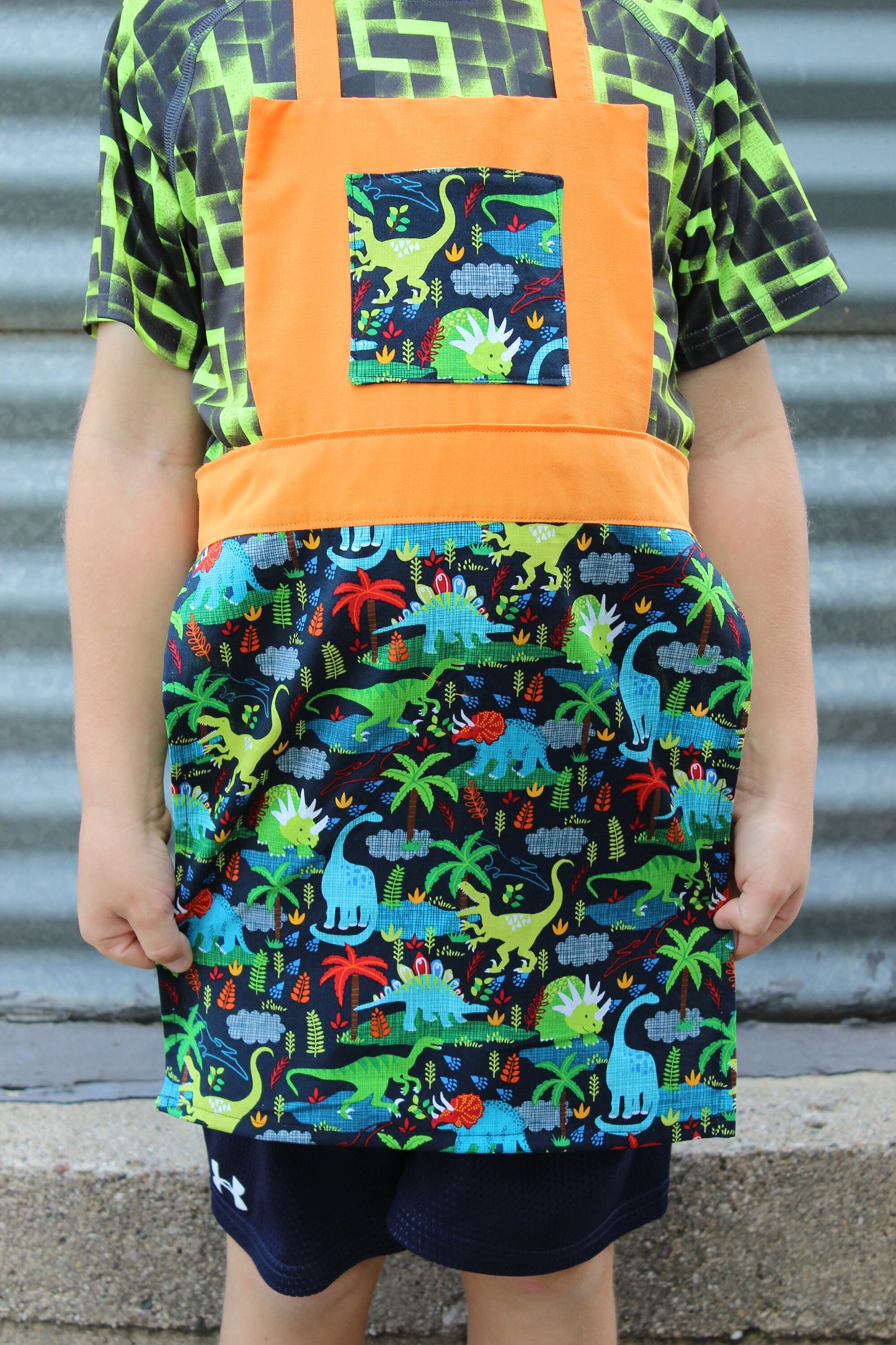 Child Dinosaur Apron with Ties