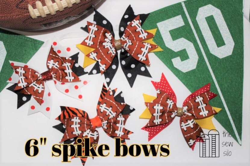 6" Spike Football Cheer Bow