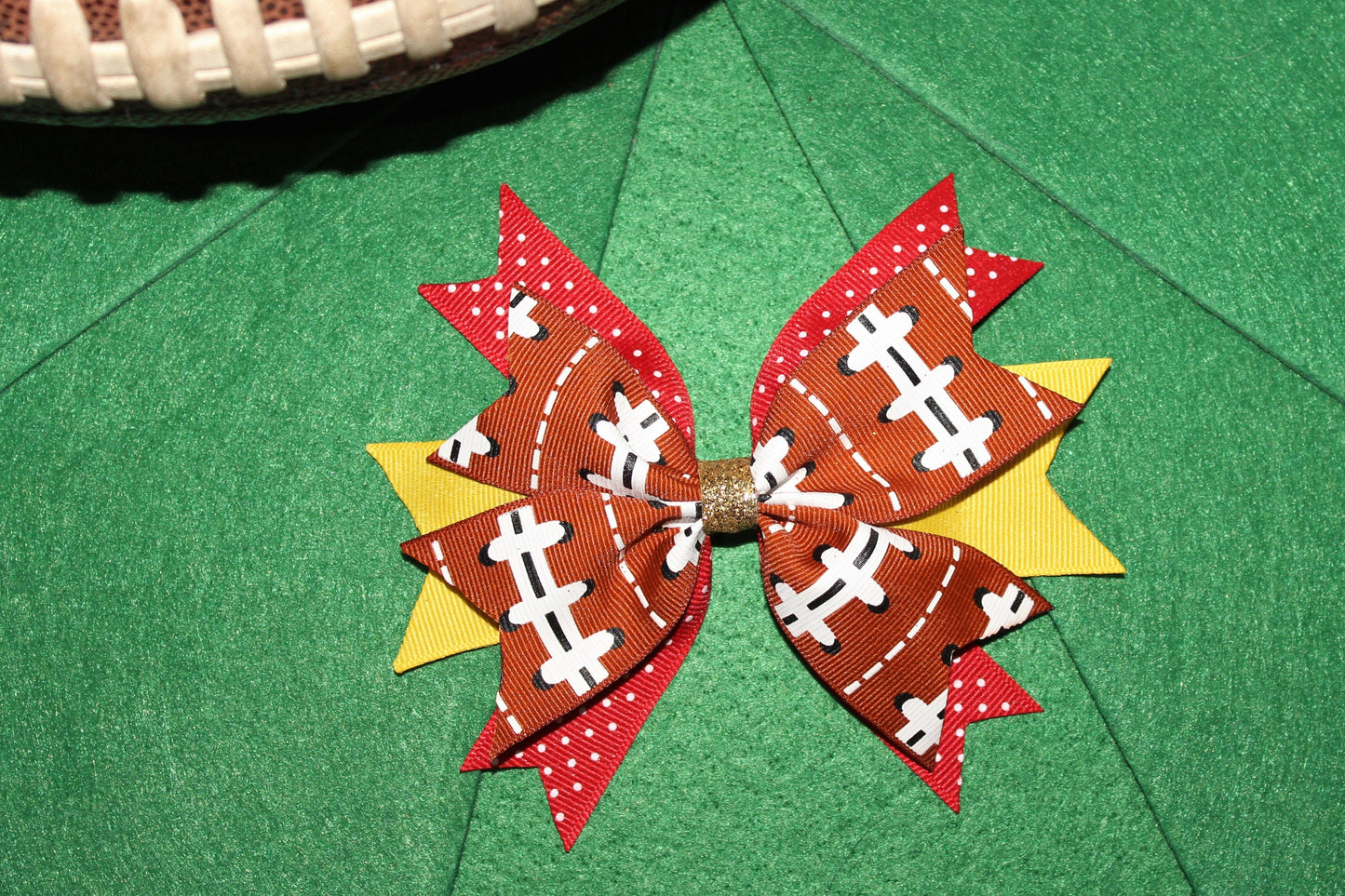 6" Spike Football Cheer Bow