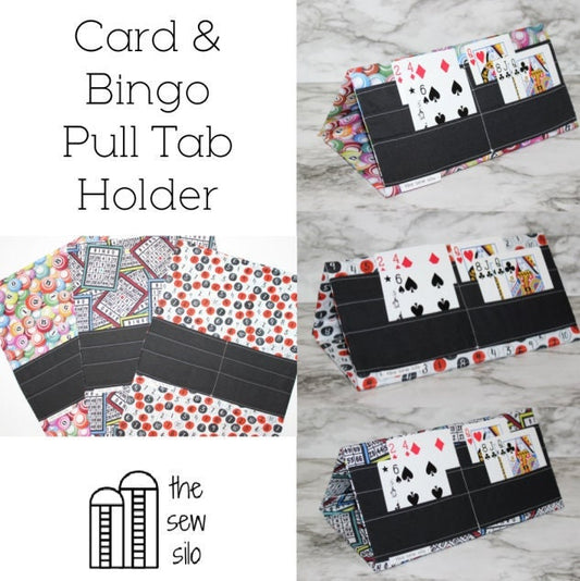 Fabric Playing Card Holder | Bingo Pull Tab Holder | Colorful Bingo Balls | Bingo Cards | Red White Black Bingo Balls